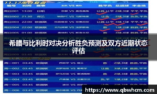 希腊与比利时对决分析胜负预测及双方近期状态评估